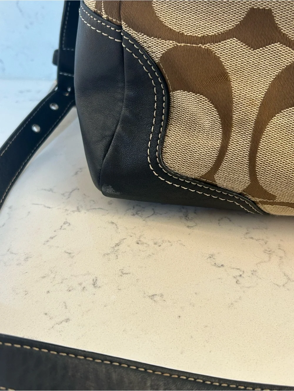 Coach Hampton Signature Satchel in Khaki Jacquard Canvas
